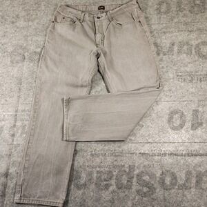 Lee Jeans Men's 34x28 Gray Regular Fit Denim Classic Straight Leg‎ Mid Rise